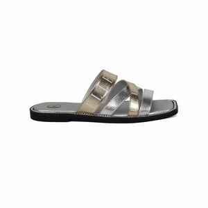 oobash Shoes Oceana Comfy Fit Classic Faux Leather Sandal in Silver