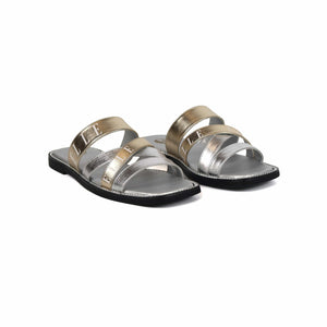 oobash Shoes Oceana Comfy Fit Classic Faux Leather Sandal in Silver