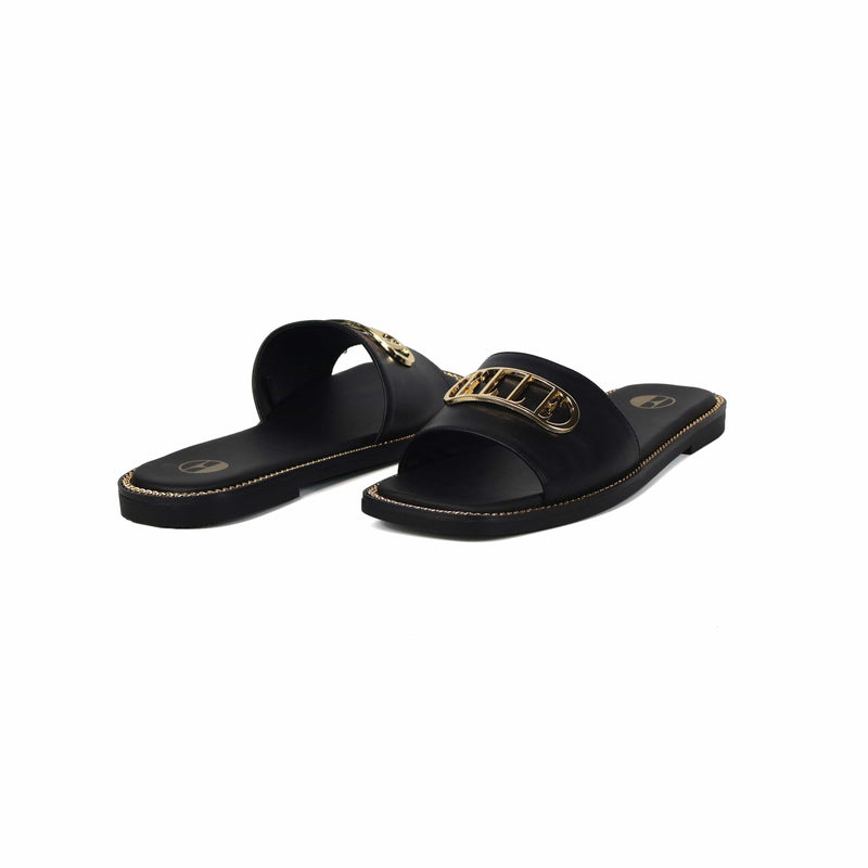 oobash Shoes Odeta Comfy Fit Classic Faux Leather Sandal in Black