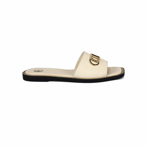 oobash Shoes Odeta Comfy Fit Classic Faux Leather Sandal in Cream