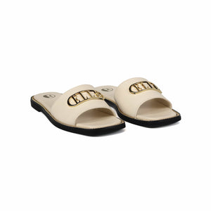 oobash Shoes Odeta Comfy Fit Classic Faux Leather Sandal in Cream