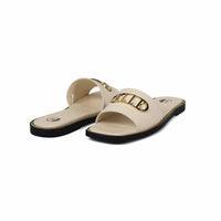 oobash Shoes Odeta Comfy Fit Classic Faux Leather Sandal in Cream