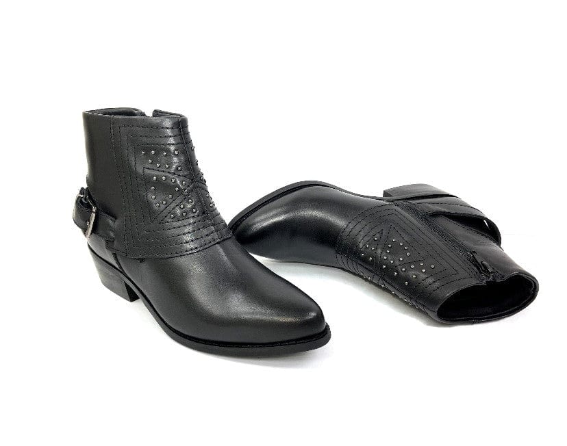 oobash Women's Boots Jully Black Studded Western Boot