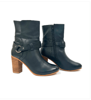 oobash Women's Boots Lea Black Stacked Heel Boot