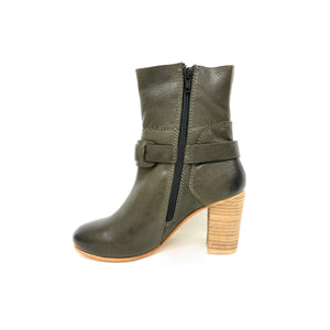 oobash Women's Boots Lea Olive Stacked Heel Boot