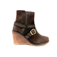 oobash Women's Boots Maria Brown Suede Wedge Bootie