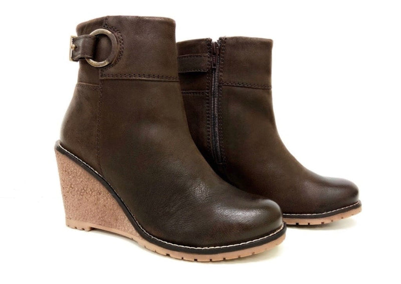 oobash Women's Boots Sophie Brown Wedge Bootie