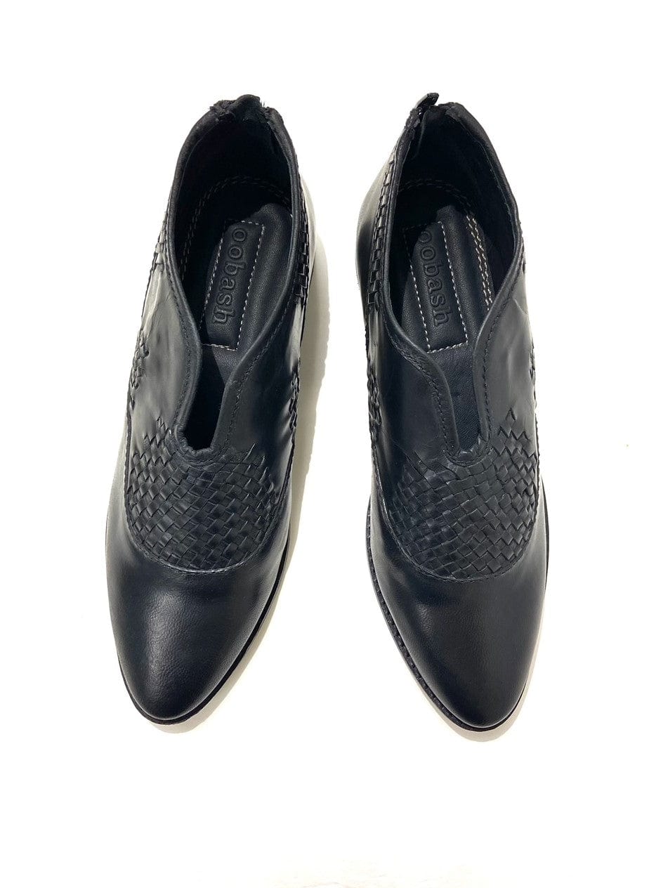 oobash Women's Flats Izabella Black Woven Loafer