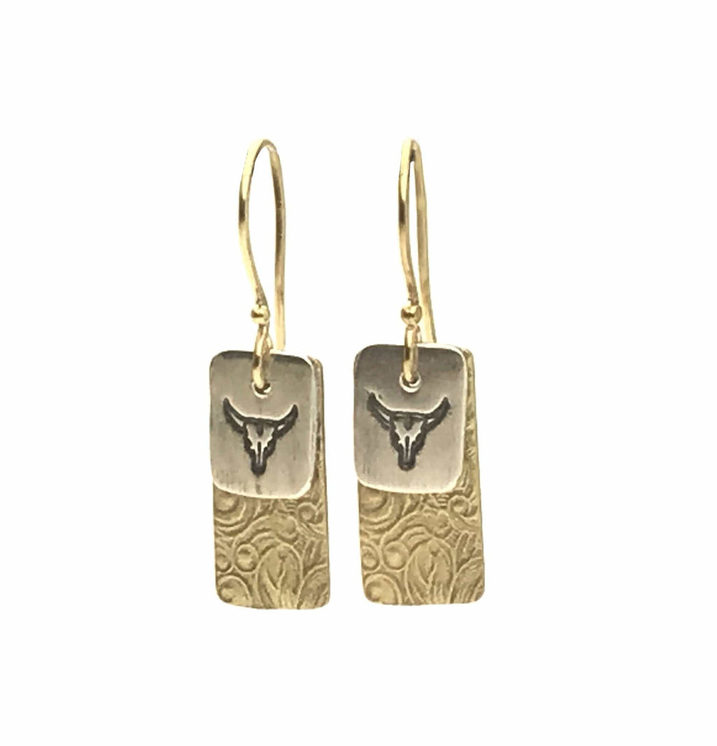 Pattie Parkhurst Jewelry Earrings Genious! Steer & Art Nouveau on Gold Wire Earrings