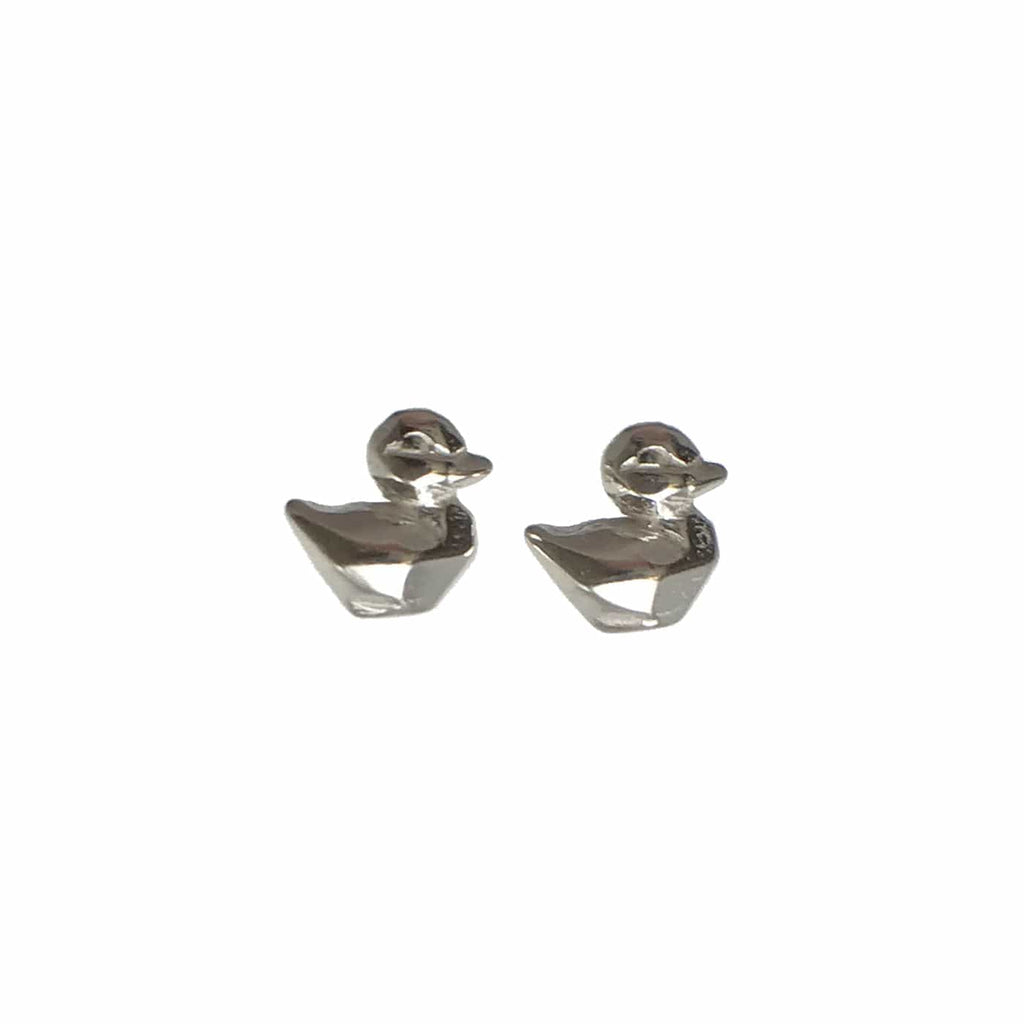 Pattie Parkhurst Jewelry Earrings Paddle Like A Duck! Geometric Duck Stud Earrings