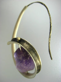 Pattie Parkhurst Jewelry Earrings Sweetman Swirl! Anticlastic Sterling Silver Gemstone Hoop Earrings