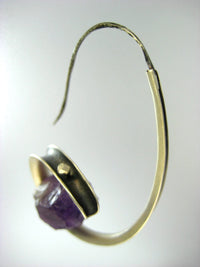 Pattie Parkhurst Jewelry Earrings Sweetman Swirl! Anticlastic Sterling Silver Gemstone Hoop Earrings