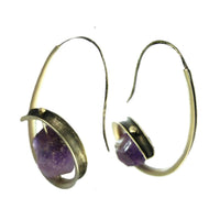 Pattie Parkhurst Jewelry Earrings Sweetman Swirl! Anticlastic Sterling Silver Gemstone Hoop Earrings