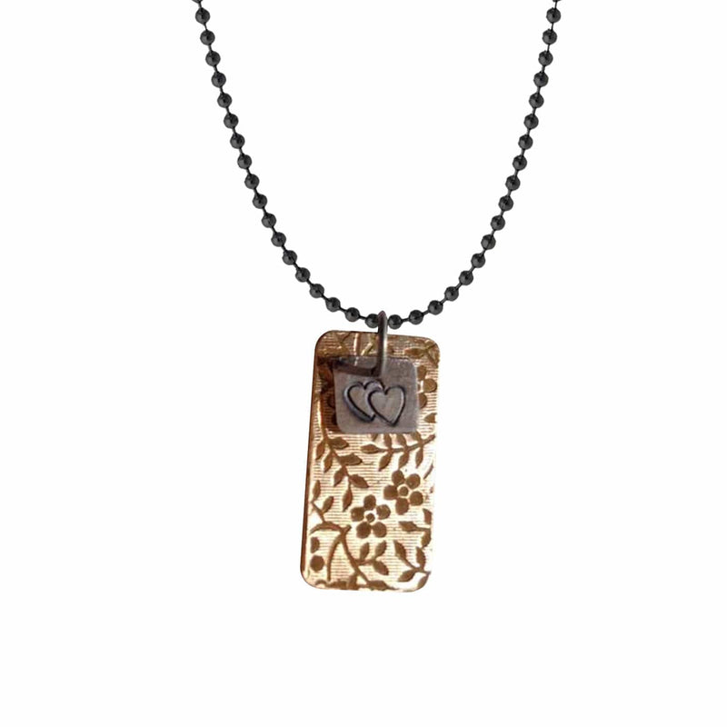 Pattie Parkhurst Jewelry Necklaces Oh My! Heart Stamped Sterling Silver Layered Charm Necklace