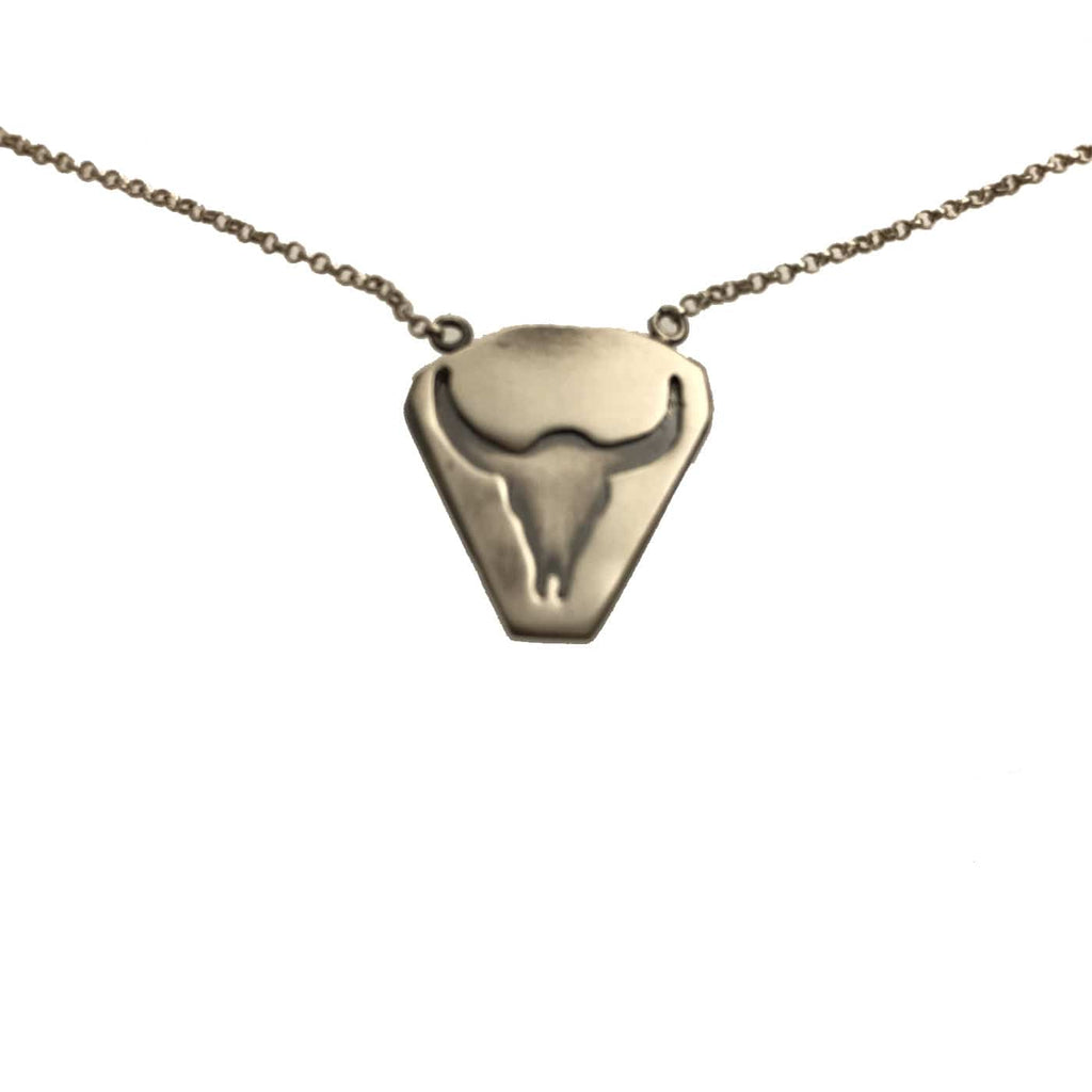 Pattie Parkhurst Jewelry Necklaces Tough! Longhorn Silhouette Pendant Double Ring Necklace