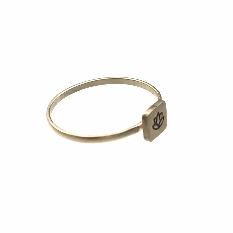 Pattie Parkhurst Jewelry Ring Sacred! Lotus Stamped Sterling Silver Ring