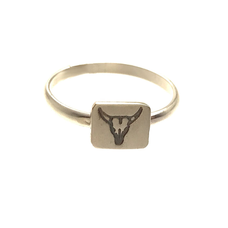 Pattie Parkhurst Jewelry Ring Tough! Longhorn Stamped Sterling Silver Ring