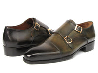 PAUL PARKMAN Men's Shoe Paul Parkman Men's Goodyear Welted Double Monkstrap Shoes Green (ID#9468-GRN)