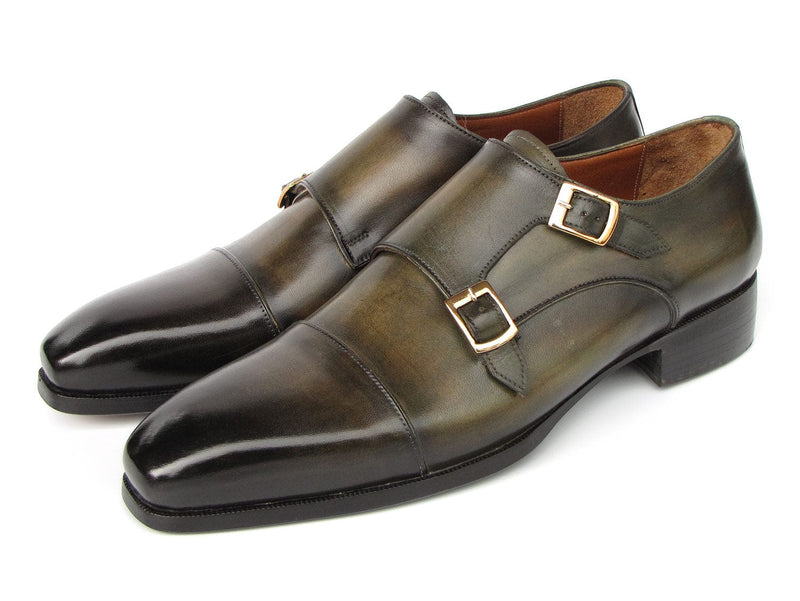 PAUL PARKMAN Men's Shoe Paul Parkman Men's Goodyear Welted Double Monkstrap Shoes Green (ID#9468-GRN)