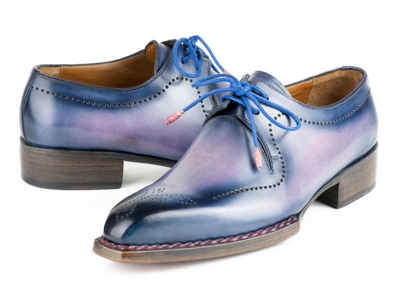 PAUL PARKMAN Men's Shoe Paul Parkman Men's Hand-Welted Pink & Navy Leather Derby Shoes (ID#599F67)