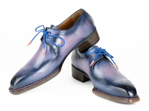 PAUL PARKMAN Men's Shoe Paul Parkman Men's Hand-Welted Pink & Navy Leather Derby Shoes (ID#599F67)