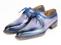 PAUL PARKMAN Men's Shoe Paul Parkman Men's Hand-Welted Pink & Navy Leather Derby Shoes (ID#599F67)