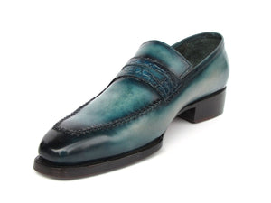 PAUL PARKMAN Men's Shoe Paul Parkman Men's Turquoise Patina Handmade Loafers (ID#6944-TRQ)