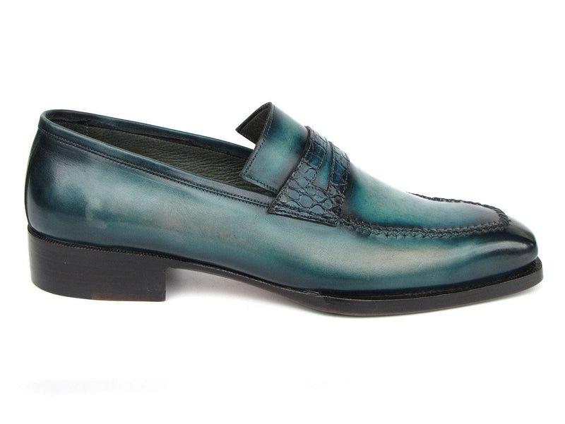 PAUL PARKMAN Men's Shoe Paul Parkman Men's Turquoise Patina Handmade Loafers (ID#6944-TRQ)