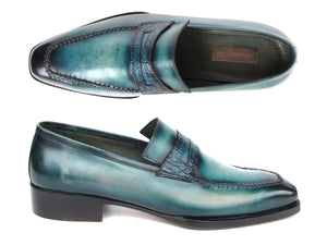 PAUL PARKMAN Men's Shoe Paul Parkman Men's Turquoise Patina Handmade Loafers (ID#6944-TRQ)