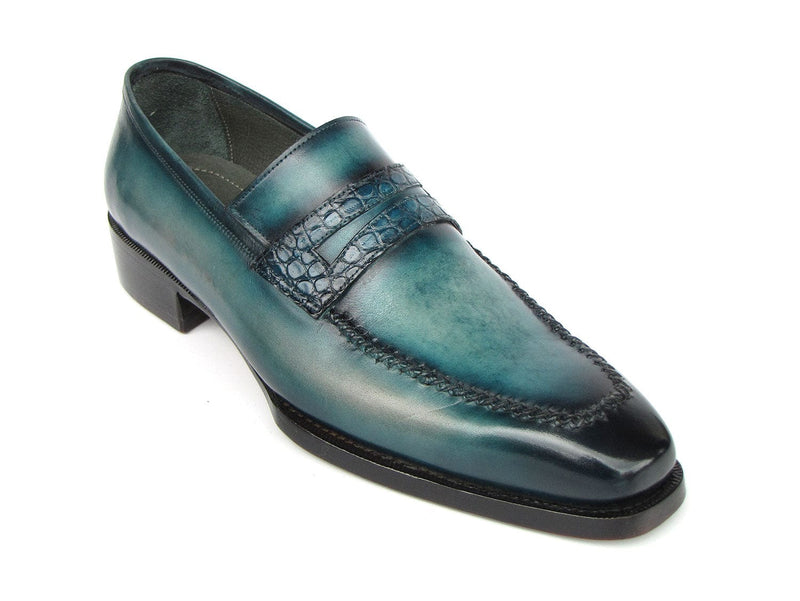 PAUL PARKMAN Men's Shoe Paul Parkman Men's Turquoise Patina Handmade Loafers (ID#6944-TRQ)