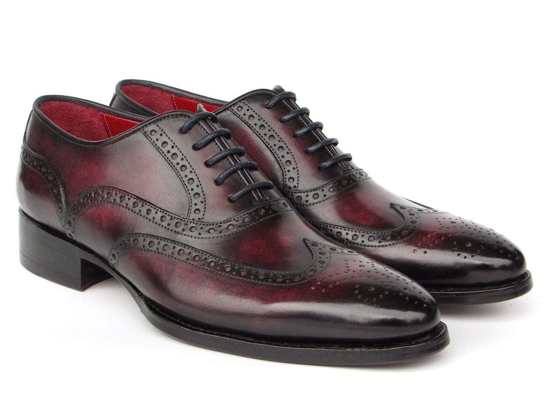 PAUL PARKMAN Shoes Paul Parkman Bordeaux Burnished Goodyear Welted Wingtip Oxford Shoes (ID#66BRD94)