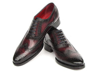 PAUL PARKMAN Shoes Paul Parkman Bordeaux Burnished Goodyear Welted Wingtip Oxford Shoes (ID#66BRD94)