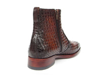 PAUL PARKMAN Shoes Paul Parkman Brown Burnished Woven Leather Zipper Boots (ID#BT269BRW)