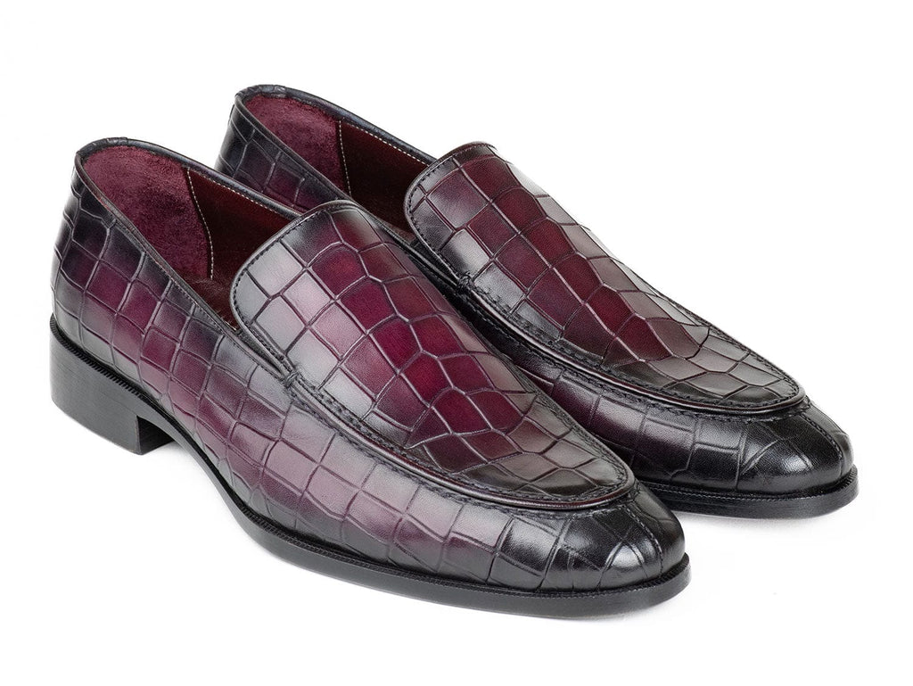 PAUL PARKMAN Shoes Paul Parkman Croco Textured Leather Loafer Purple (ID#7339-PRP)