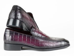 PAUL PARKMAN Shoes Paul Parkman Croco Textured Leather Loafer Purple (ID#7339-PRP)