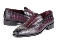 PAUL PARKMAN Shoes Paul Parkman Croco Textured Leather Loafer Purple (ID#7339-PRP)