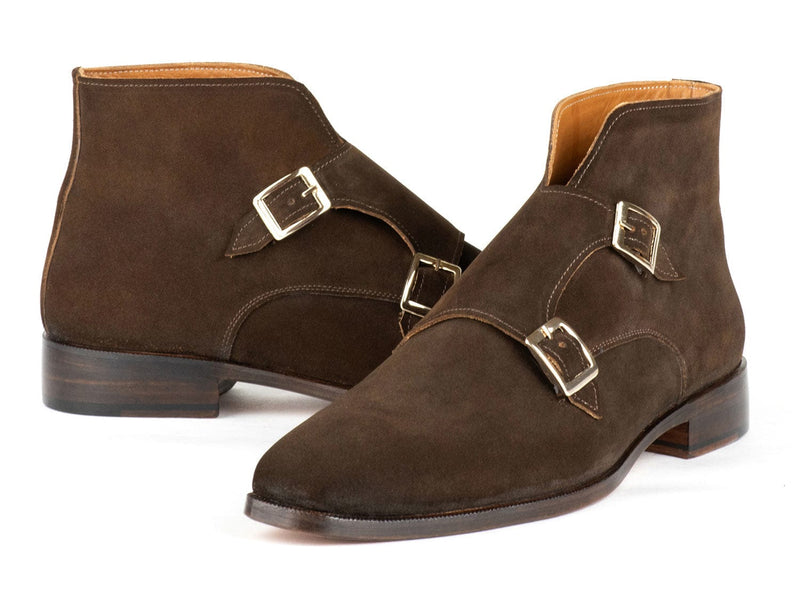 PAUL PARKMAN Shoes Paul Parkman Double Monkstrap Ankle Boots Brown Suede (ID#8154-SDB)