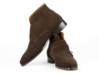 PAUL PARKMAN Shoes Paul Parkman Double Monkstrap Ankle Boots Brown Suede (ID#8154-SDB)