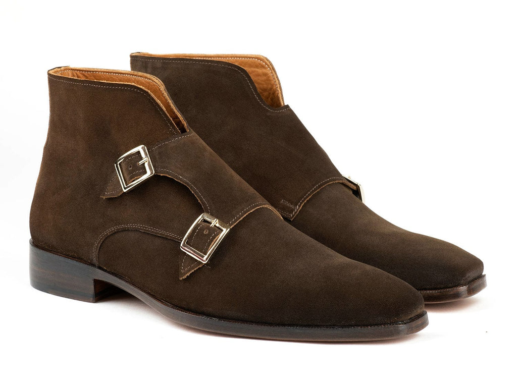 PAUL PARKMAN Shoes Paul Parkman Double Monkstrap Ankle Boots Brown Suede (ID#8154-SDB)