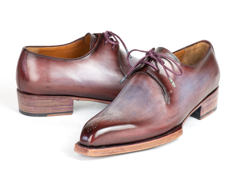 PAUL PARKMAN Shoes Paul Parkman Goodyear Welted Derby Shoes Ice Blue & Bordeaux (ID#468G61)