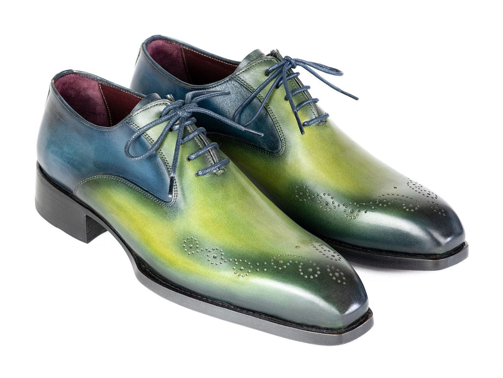 PAUL PARKMAN Shoes Paul Parkman Goodyear Welted Punched Oxfords Blue & Green (ID#5364-GBL)