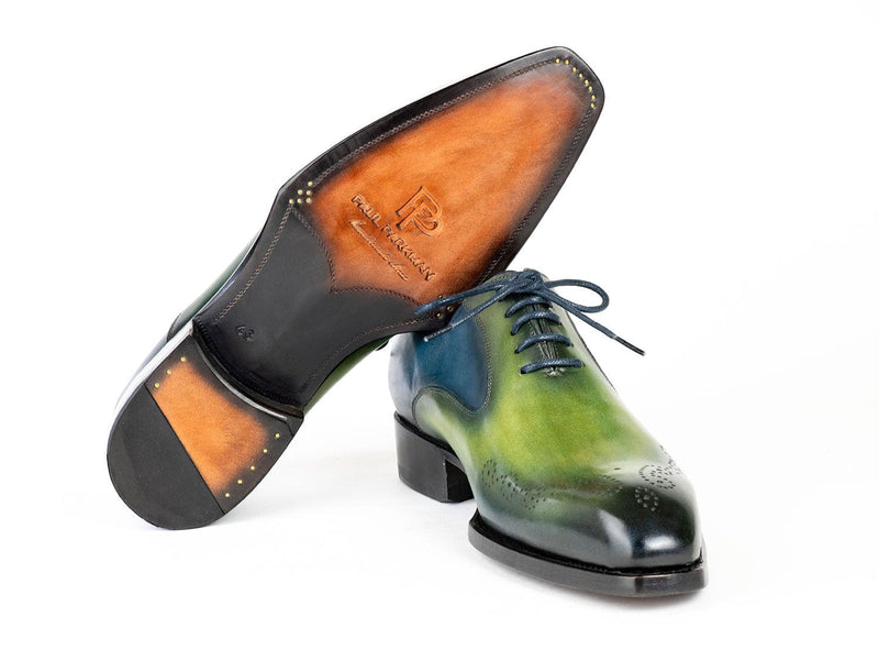 PAUL PARKMAN Shoes Paul Parkman Goodyear Welted Punched Oxfords Blue & Green (ID#5364-GBL)