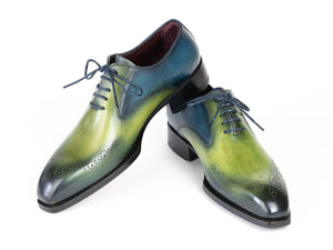 PAUL PARKMAN Shoes Paul Parkman Goodyear Welted Punched Oxfords Blue & Green (ID#5364-GBL)