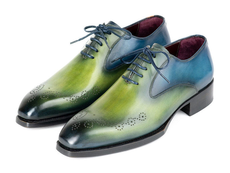 PAUL PARKMAN Shoes Paul Parkman Goodyear Welted Punched Oxfords Blue & Green (ID#5364-GBL)