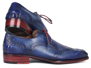 PAUL PARKMAN Shoes Paul Parkman Goodyear Welted Wingtip Derby Shoes Blue & Navy (ID#584-BLU)