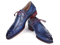 PAUL PARKMAN Shoes Paul Parkman Goodyear Welted Wingtip Derby Shoes Blue & Navy (ID#584-BLU)