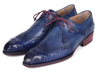 PAUL PARKMAN Shoes Paul Parkman Goodyear Welted Wingtip Derby Shoes Blue & Navy (ID#584-BLU)