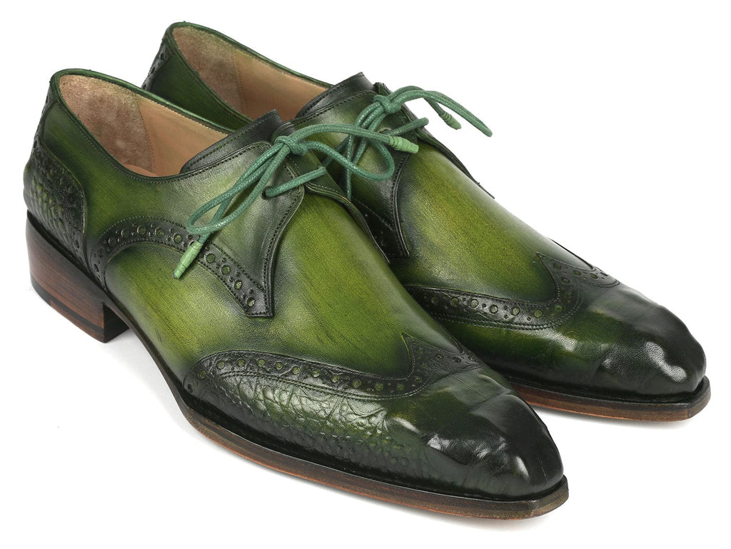 PAUL PARKMAN Shoes Paul Parkman Goodyear Welted Wingtip Derby Shoes Green (ID#584-GRN)
