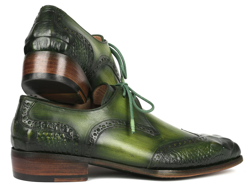 PAUL PARKMAN Shoes Paul Parkman Goodyear Welted Wingtip Derby Shoes Green (ID#584-GRN)