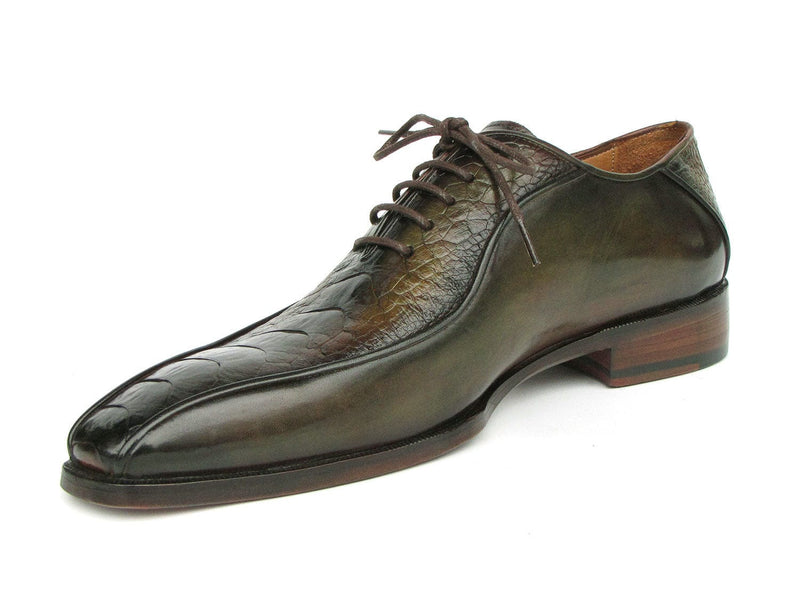 PAUL PARKMAN Shoes Paul Parkman Green Genuine Ostrich Leg Bicycle Toe Oxfords (ID#94DLGRN)